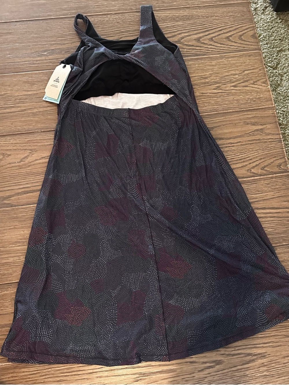 Splendid Backless Maxi Dress in Black and Burgundy Dot Print - Picture 2 of 4